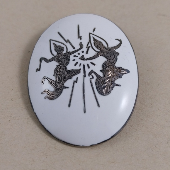 Made in Siam Jewelry - White and Sterling Silver Brooch